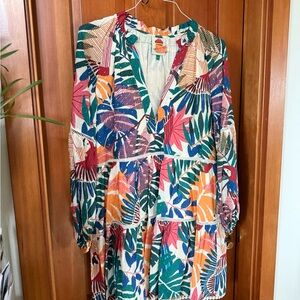 Colorful Leaf Print Dress